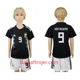 Argentina Fodboldtrøjer Kun Aguero 9 Børn Udebanesæt VM 2018